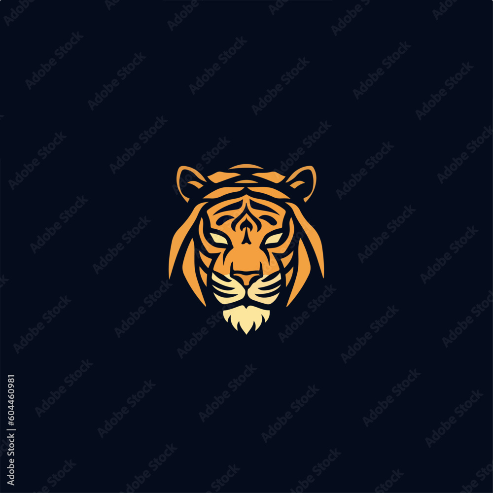 Tiger abstract logo icon. Lines, design elements, background decoration. Cartoon, doodle style
