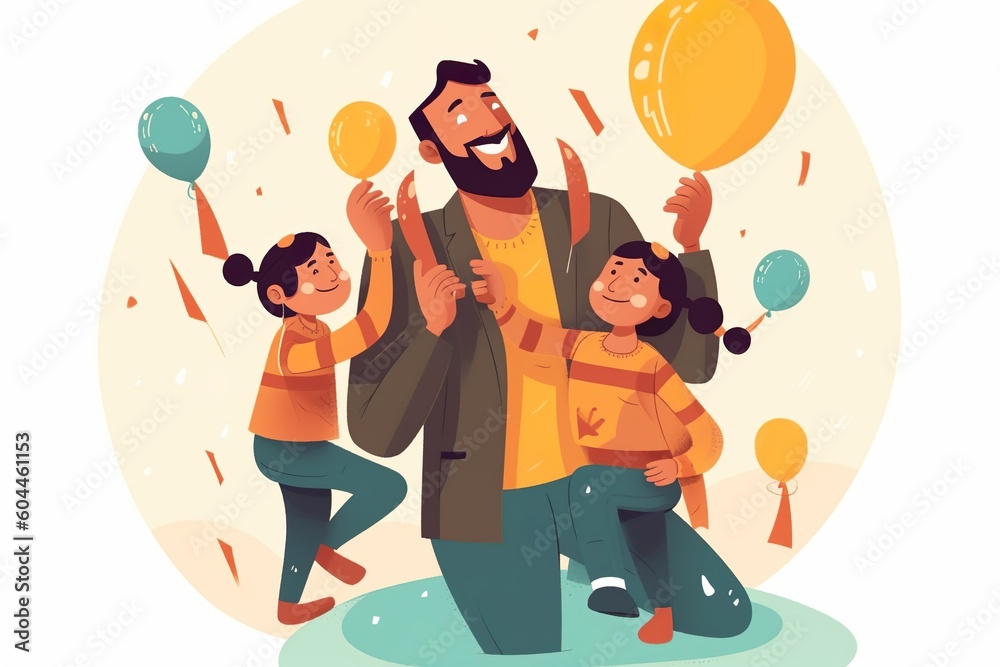 Father's Day illustration and pictures designed to depict father love for his family father hard work father love made made with generative AI technology Father's Day illustration and pictures designed to depict father love for his family father hard work father love made made with generative AI technology