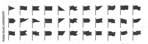 Vector black flag icons set for infographic in flat style