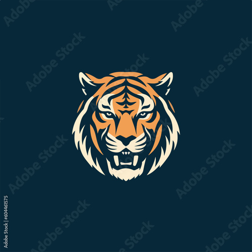 Tiger abstract logo icon. Lines  design elements  background decoration. Cartoon  doodle style
