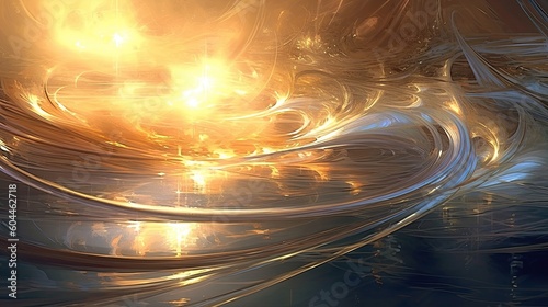 Golden waves of magical light. Epic Fantasy art