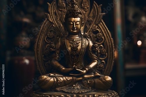 A golden statue of a buddha in temple