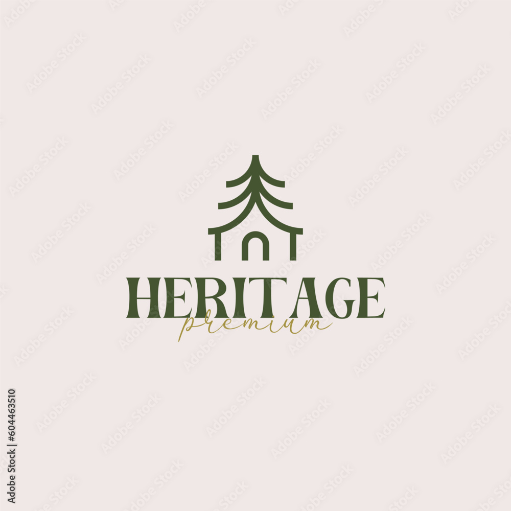 Creative pine house logo for corporate business identity design vector illustration