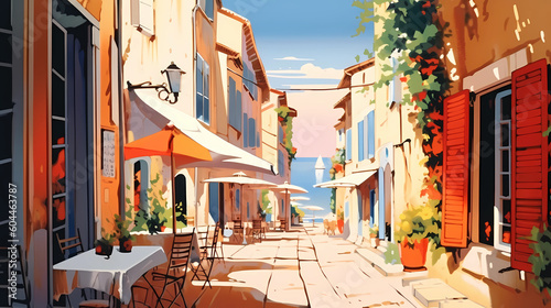 Beautiful summer day in a small town by the sea