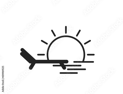 beach vacation line icon. sunbed, sea and sun. summer resort symbol. vector image for tourism design