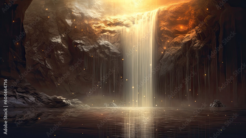 Golden Ethereal Landscape, Elemental Moon, Epic Fantasy Art