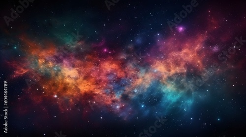 A colorful galaxy and Stars of a planet