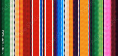Realistic mexican blanket stripes seamless pattern. Multicolored texture of ethnic mexican fabric.