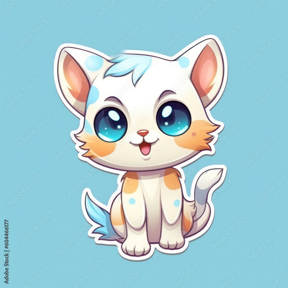 AI Generated cute cat Sticker Cartoon Style AI Generated cute cat Sticker Cartoon Style