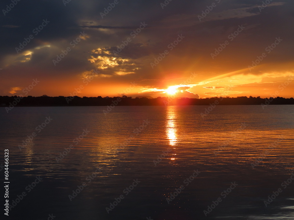 sunset over the river sunset over the river