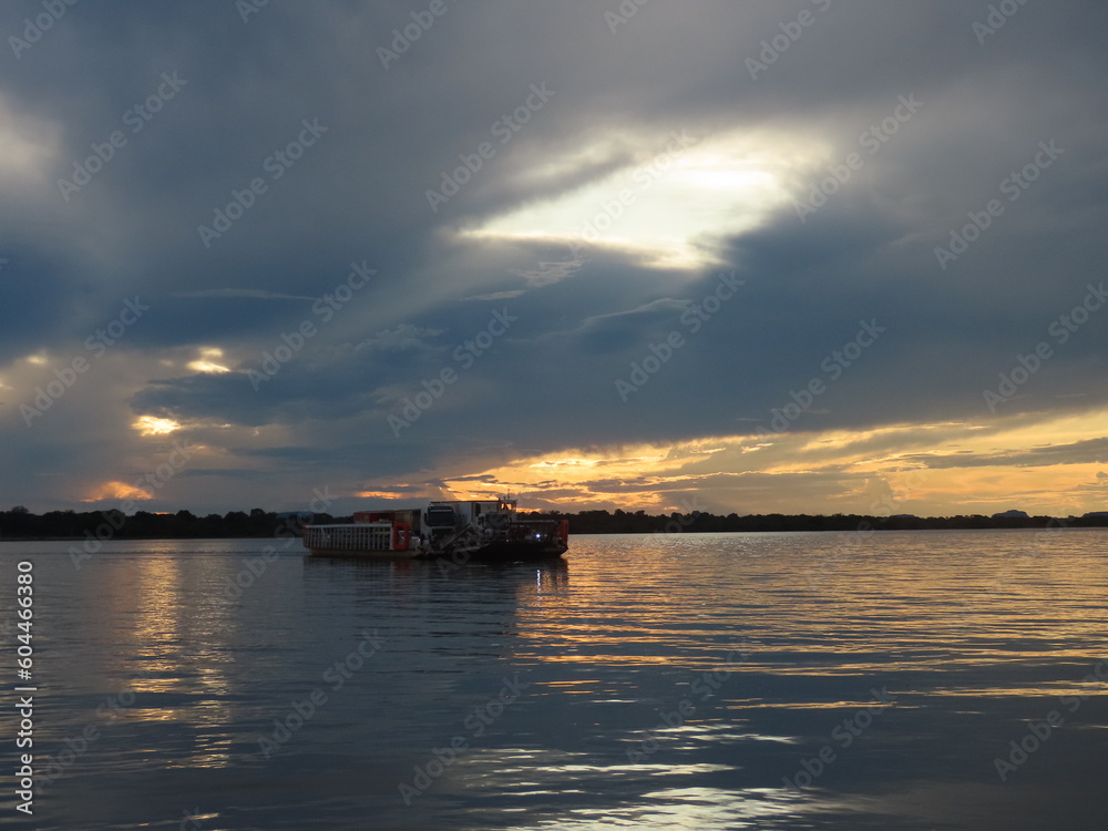 sunset over the river