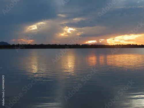 sunset over the river
