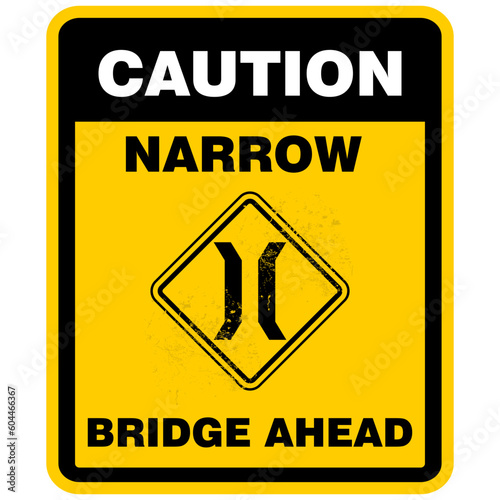 Caution, Narrow bridge ahead, sign vector
