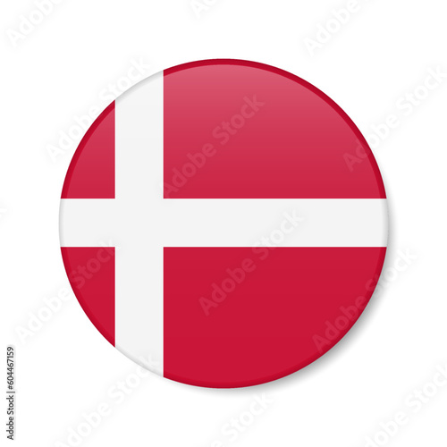 Free Download Denmark circle button icon. Danish round badge flag. 3D realistic isolated vector illustration - GFXLoad