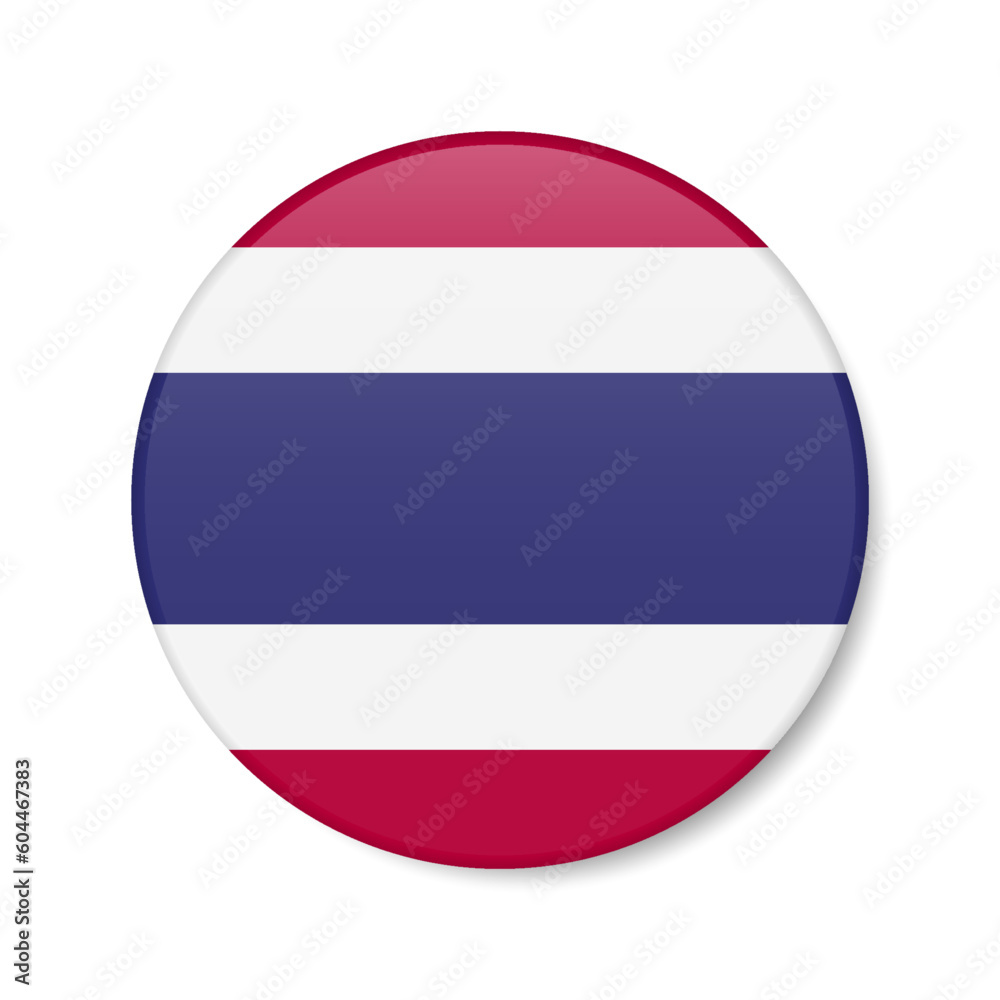 Thailand circle button icon. Thai round badge flag. 3D realistic isolated vector illustration Thailand circle button icon. Thai round badge flag. 3D realistic isolated vector illustration