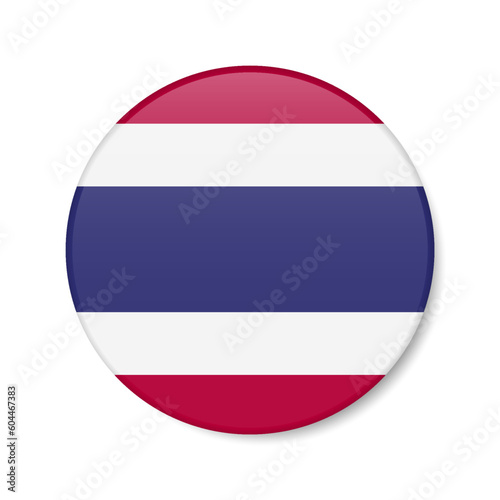 Thailand circle button icon. Thai round badge flag. 3D realistic isolated vector illustration