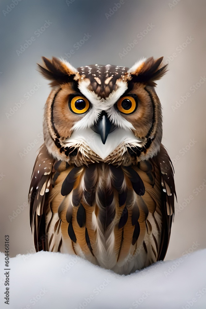 Obraz premium Eastern Screech Owl bird, Generative AI