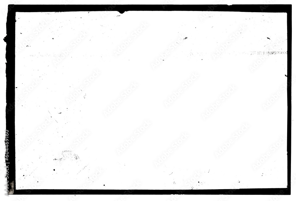 Vintage slide film frame of an old camera with dusts and scratches on transparent background (png image).