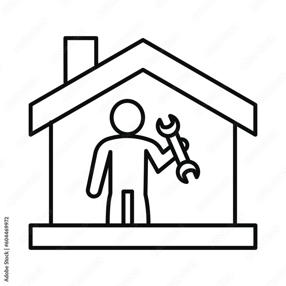 man, wrench, home, garage, man in garage icon man, wrench, home, garage, man in garage icon