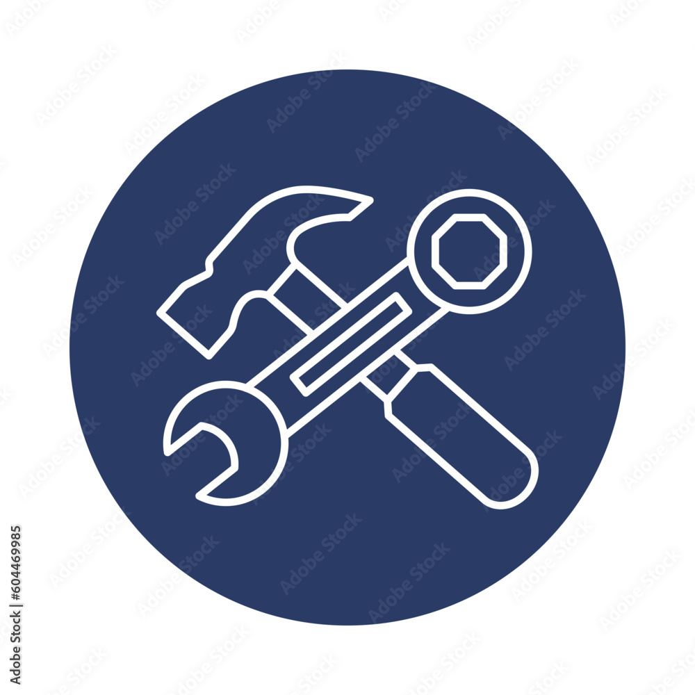 wrench, hammer, work tools, wrench and hammer icon wrench, hammer, work tools, wrench and hammer icon