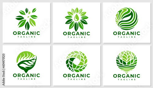 Abstract organic leaf recycle logo design