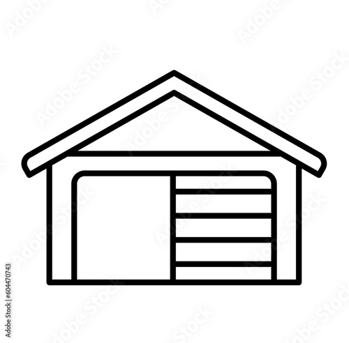 Cute home garage car outline icon