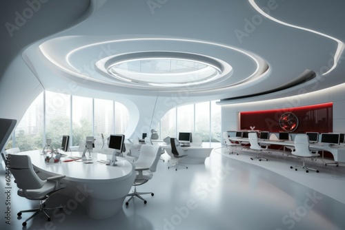 Modern trendy white cool office. AI generated, human enhanced © top images