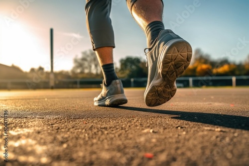 Legs of a runner on a morning run. AI generated, human enhanced