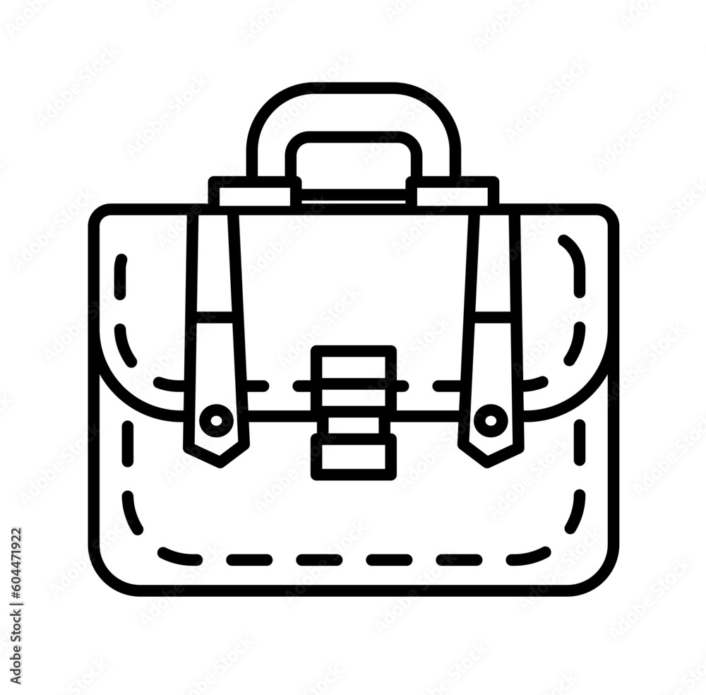 Cute briefcase messenger bag outline icon Cute briefcase messenger bag outline icon
