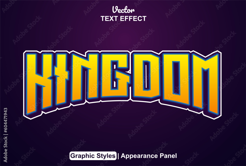 kingdom text effect with yellow graphic style and editable