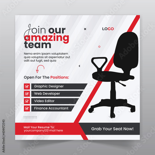 We are hiring job vacancy social media post or square web banner template