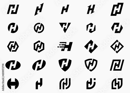 Initials Letter H logo design, Set Logo Design Icon Symbol