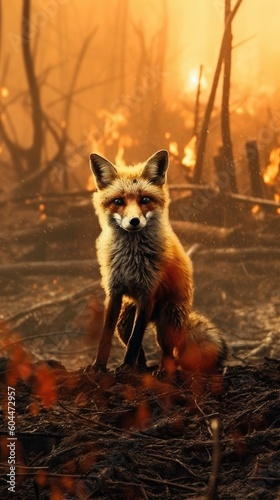 Forest Fire  A Nightmare for Wildlife. Generated by AI.