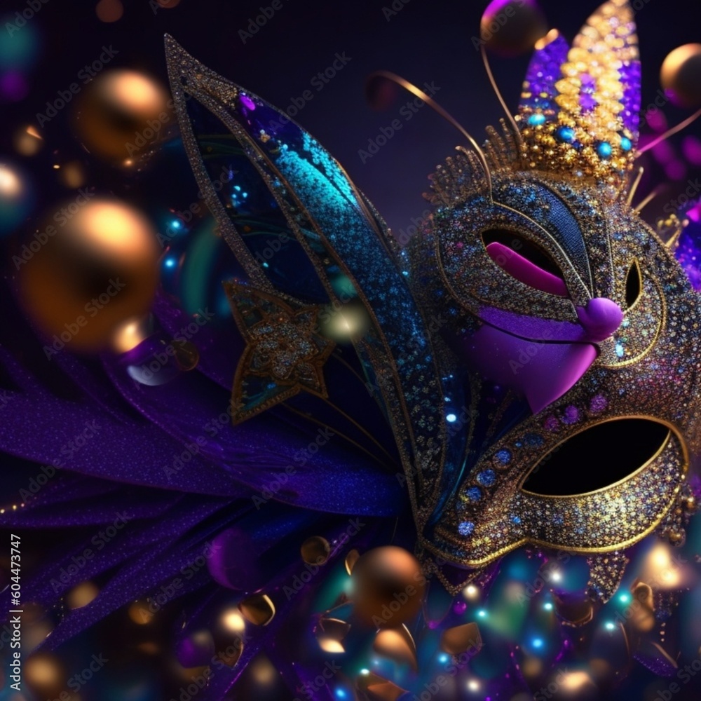  abstract background with the theme of carnival mask, generation ai