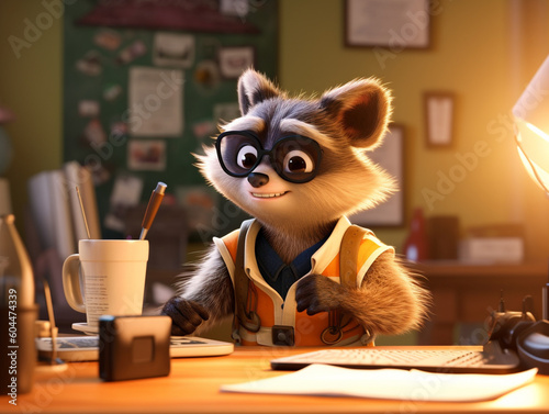 A 3D Render of a Cartoon Raccoon Who is a Social Media Influencer | Generative AI