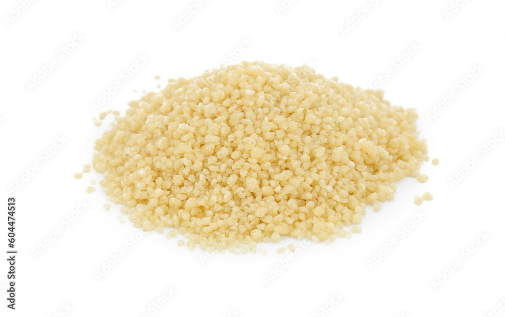 Pile of raw couscous on white background Pile of raw couscous on white background