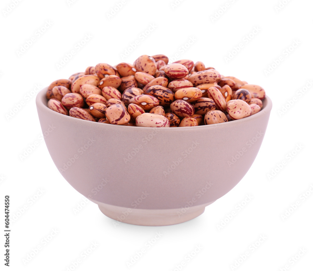 Bowl with raw kidney beans isolated on white Bowl with raw kidney beans isolated on white