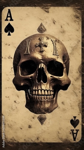 Ace Card with Skull Generated by AI