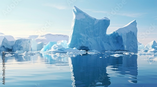 The White and Blue Contrast: A Big Iceberg in the Sea Generated by AI