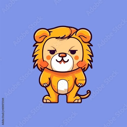 A cartoon lion with a blue background