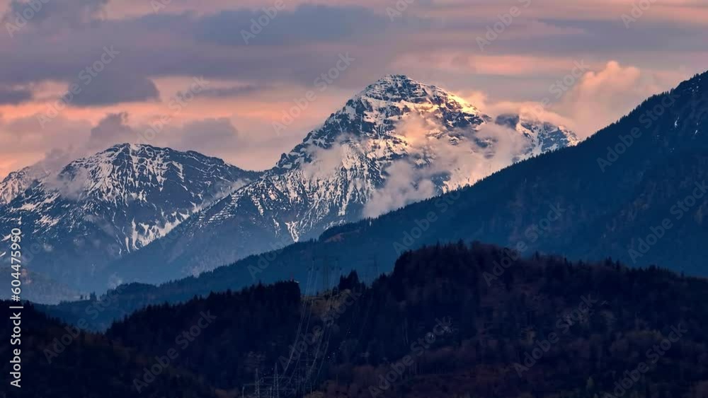 Spectacular mountain range in the evening after a sunny day - beautiful colors - amazing drone photography Spectacular mountain range in the evening after a sunny day - beautiful colors - amazing drone photography