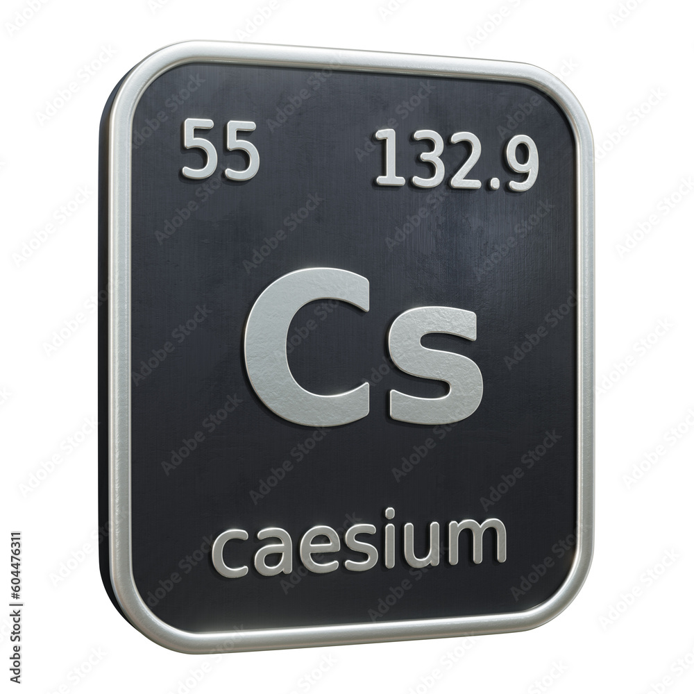 Three-dimensional icon of the chemical element of Caesium isolated on transparent background. 3D rendering Three-dimensional icon of the chemical element of Caesium isolated on transparent background. 3D rendering