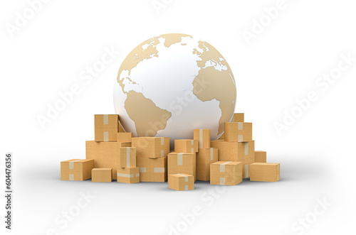 Earth and boxes, isolated