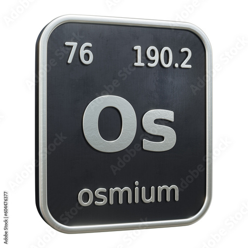 Three-dimensional icon of the chemical element of Osmium isolated on transparent background. 3D rendering photo