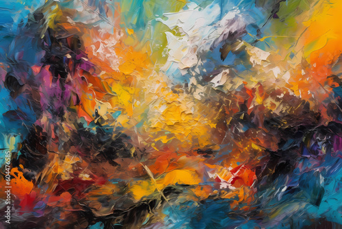 A close-up shot of a textured background created using light brush painting techniques, with abstract color splashes that represent all seasons