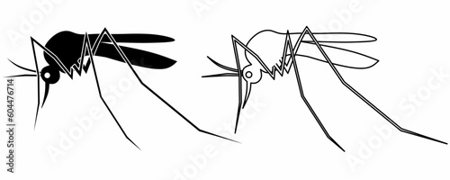 side view mosquito icon set isolated on white background