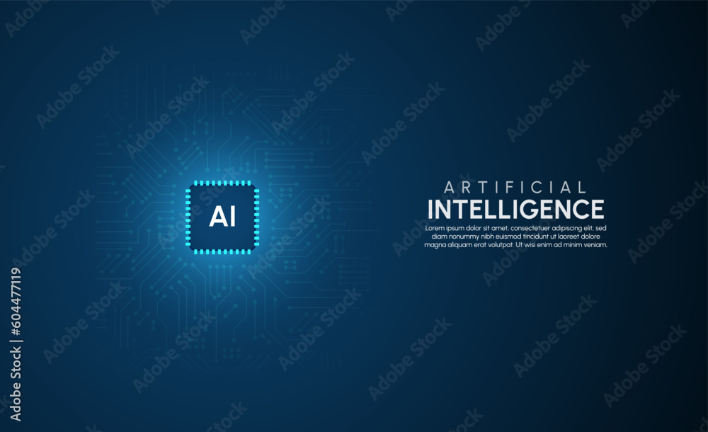 Artificial intelligence network concept background template Vector illustration. - obrazy, fototapety, plakaty 