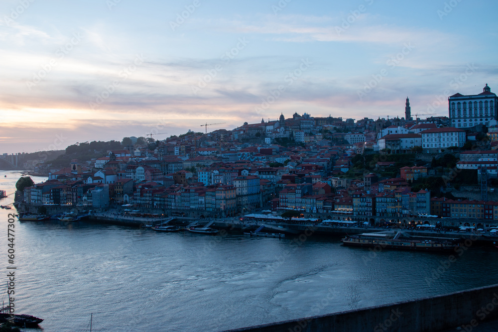 sunset panorama of Porto portugal from the gaia side 