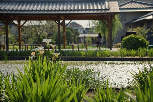 Print op canvas 6月上旬から中旬に花菖蒲が見頃となる花菖蒲園で、葛飾区の観光名所の一つ