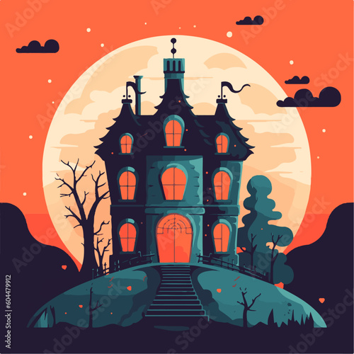 Spooky Haunted Houses Vector Halloween Sublimation Design